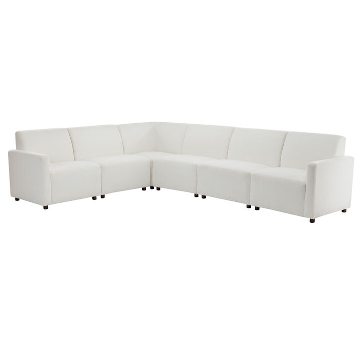 Duvall 6 Piece Modular Sofa - Cream Boucle Performance Fabric