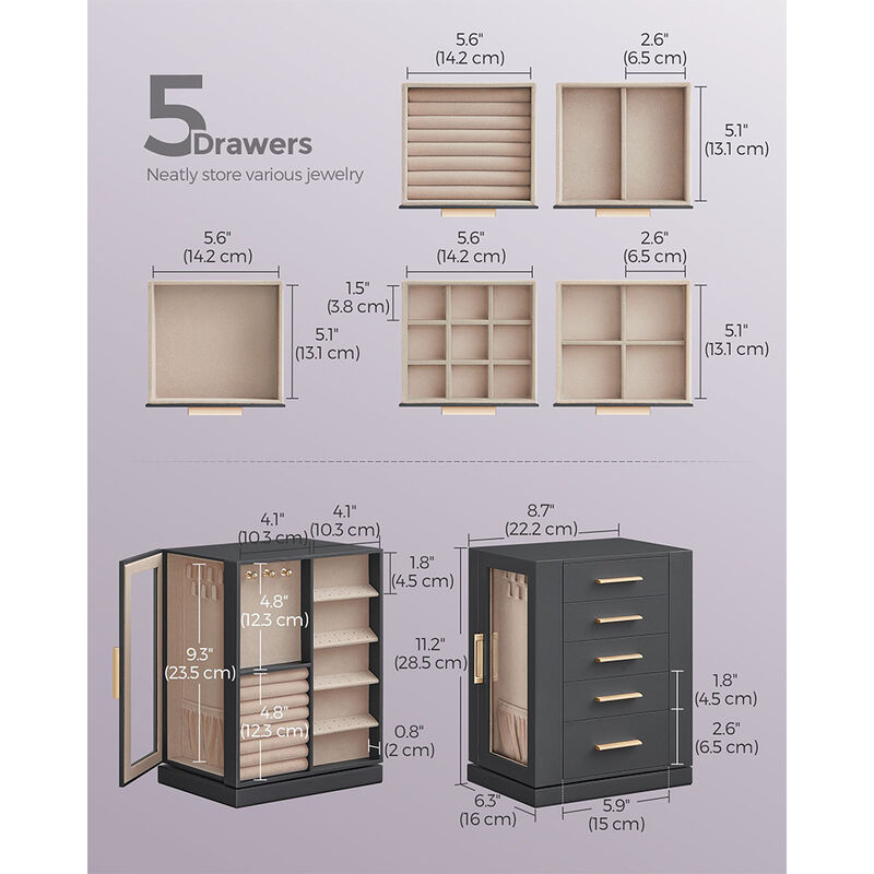 360° Rotating Jewelry Box with Multi-Layer Storage and Elegant Design