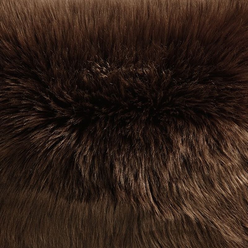 Throw Pillow Set of 4, 20 Inch, Faux Fur Polyester, Plush Textured Brown -