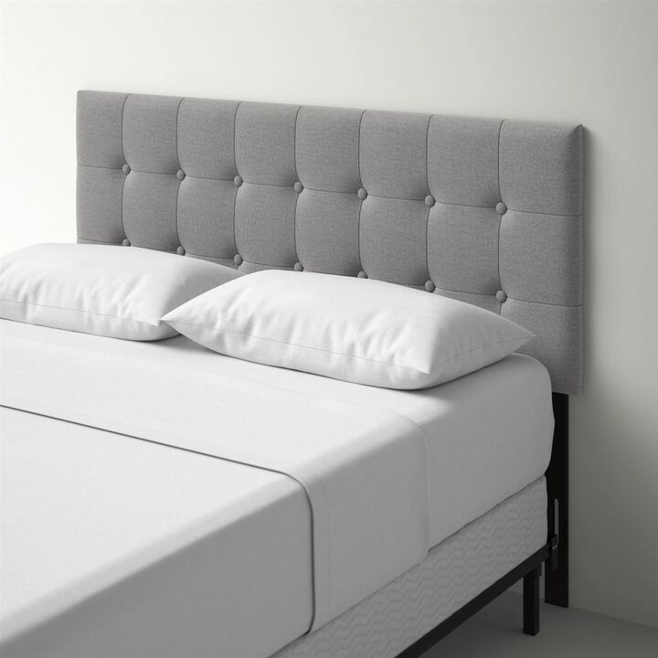 Button Tufted Fabric Headboard for Full Queen Size Beds in Contemporary Style