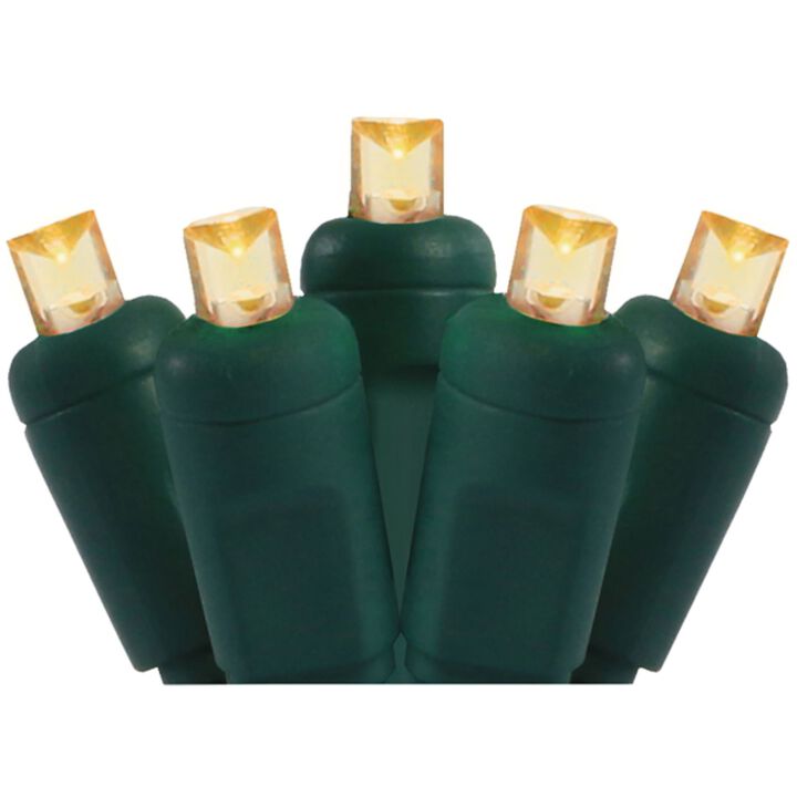 50 Champagne LED Wide Angle Christmas String Lights - 25.17 ft Green Wire
