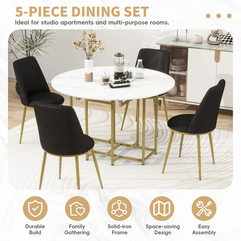 Merax 5-Piece Extendable Kitchen Dining Table Chairs Set