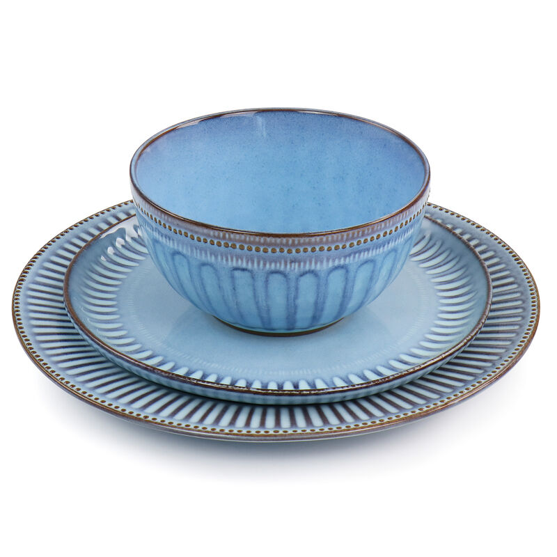 Gibson Elite Mendocino 16 Piece Stoneware Dinnerware Set in Blue