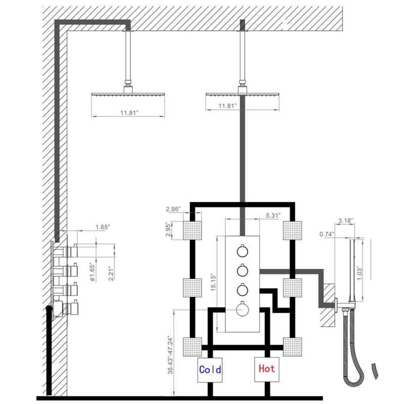 Luxury Thermostatic Mixer Shower System Combo Set Shower Head And Handshower