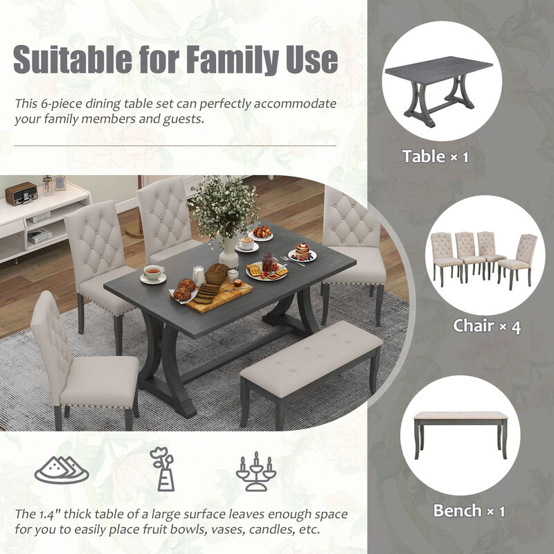 Merax 6-Piece Farmhouse Dining Table Set