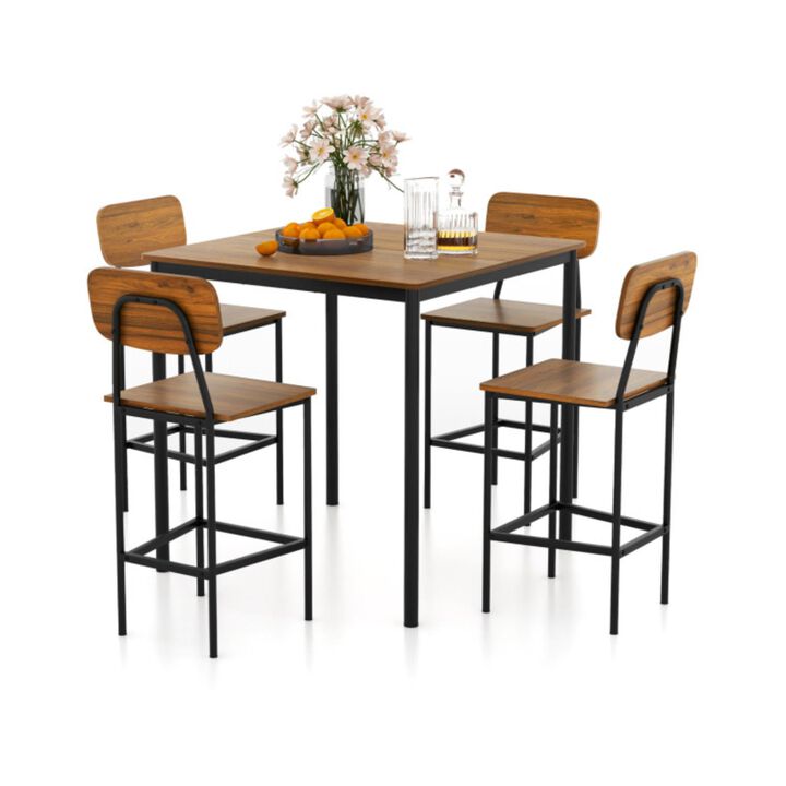 Hivvago 5-Piece Counter-Height Dining Bar Table Set with 4 Bar Chairs