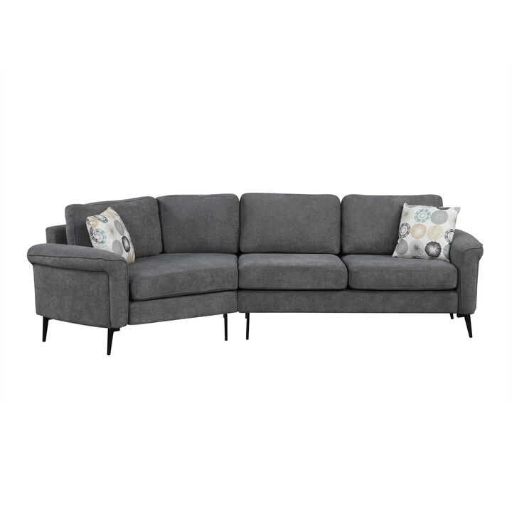 Merax Upholstered 3-seater Sofa Curved Sofa Couch