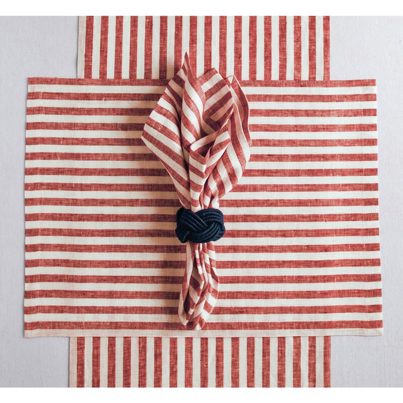 Solino Home 100% Pure Linen 14 x 19 Inch Placemats Set of 6 | Amalfi Stripe