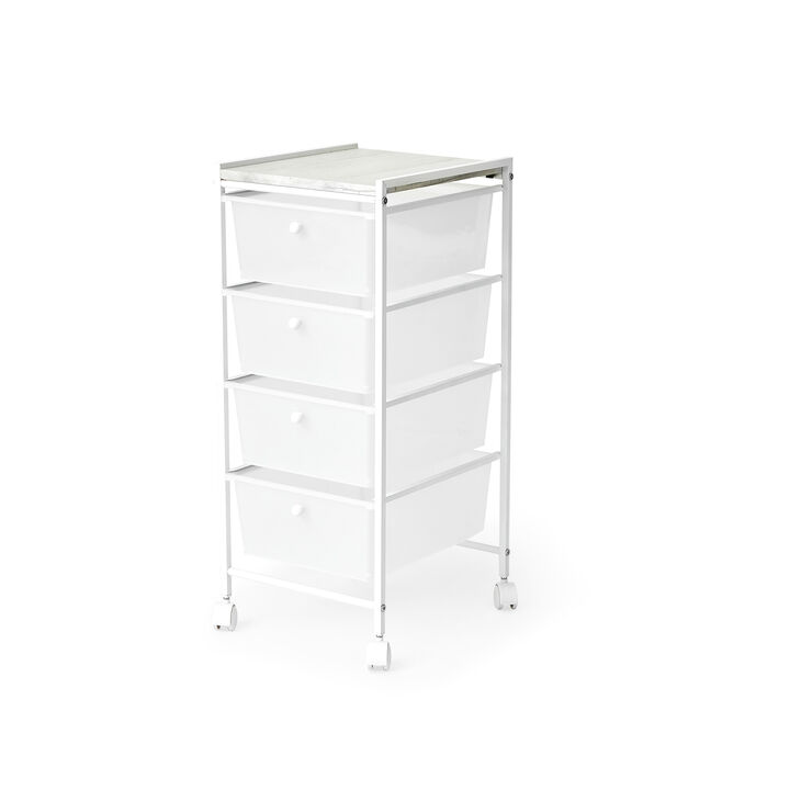 Suprima® Storage Carts - 4 Drawer Woodtop Shelf - Oak Top