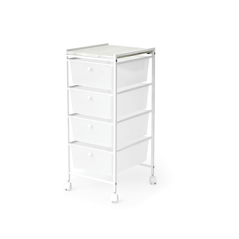 Suprima® Storage Carts - 4 Drawer Woodtop Shelf - Oak Top