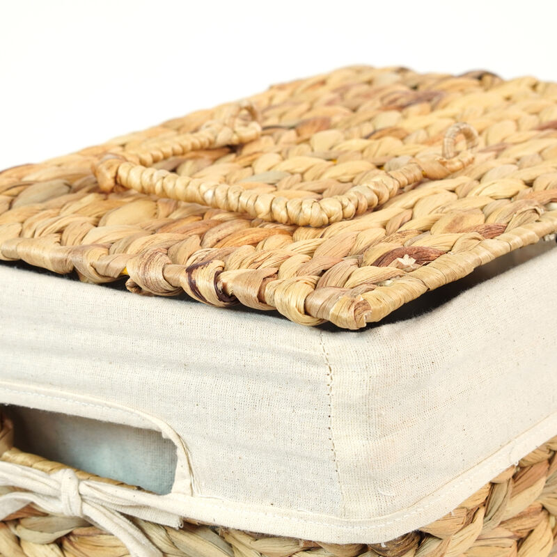 Handmade Rectangular Water Hyacinth Wicker Laundry Hamper with Lid Natural, Medium