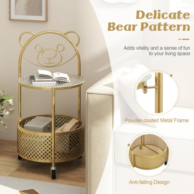 Hivvago Modern Sofa Side Table on Lockable Wheels for Living Room Bedroom Study