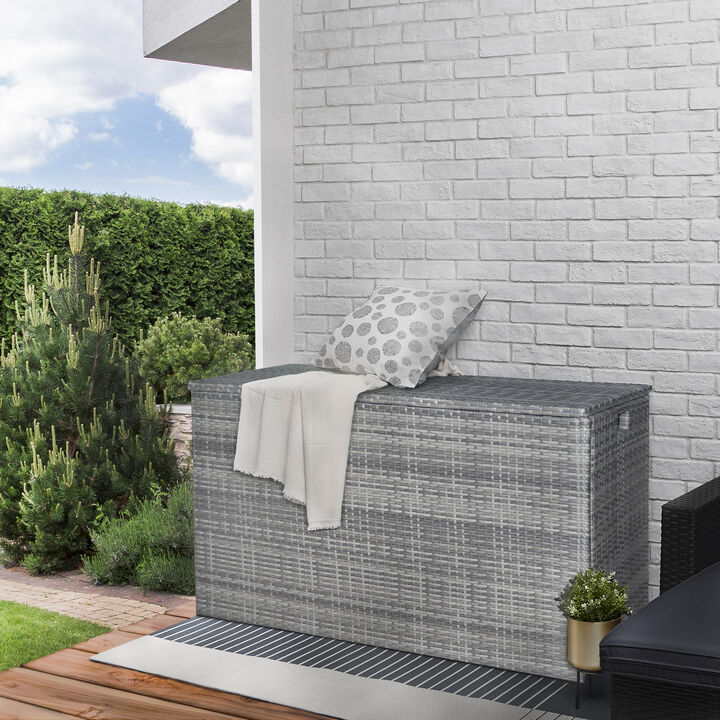 Teamson Home - Wicker 154 Gallon Patio Storage Chest, Gray