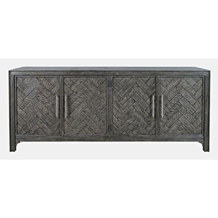 Jofran Gramercy Mid-Century Modern Chevron Four Door 79 Accent Cabinet