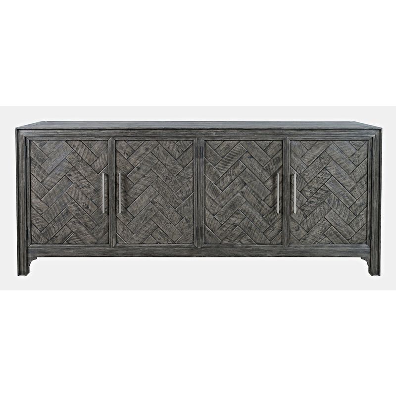 Jofran Gramercy Mid-Century Modern Chevron Four Door 79 Accent Cabinet