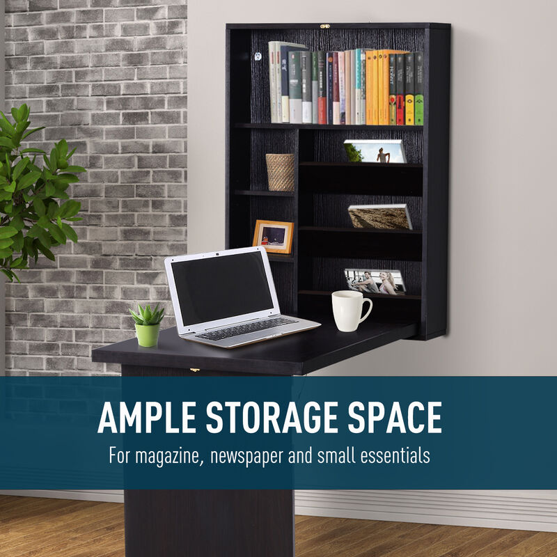 Wall Mount Writing Table Convertible Folding Computer Desk Storage Home Office