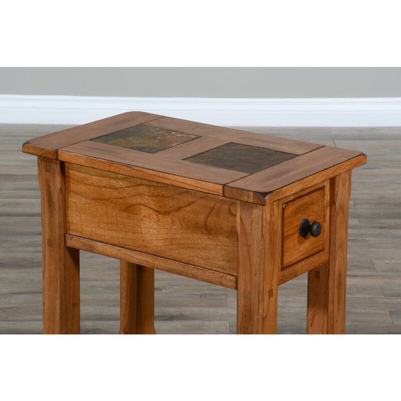 Sunny Designs Sedona 15 Transitional Wood Chair Side Table in Rustic Oak