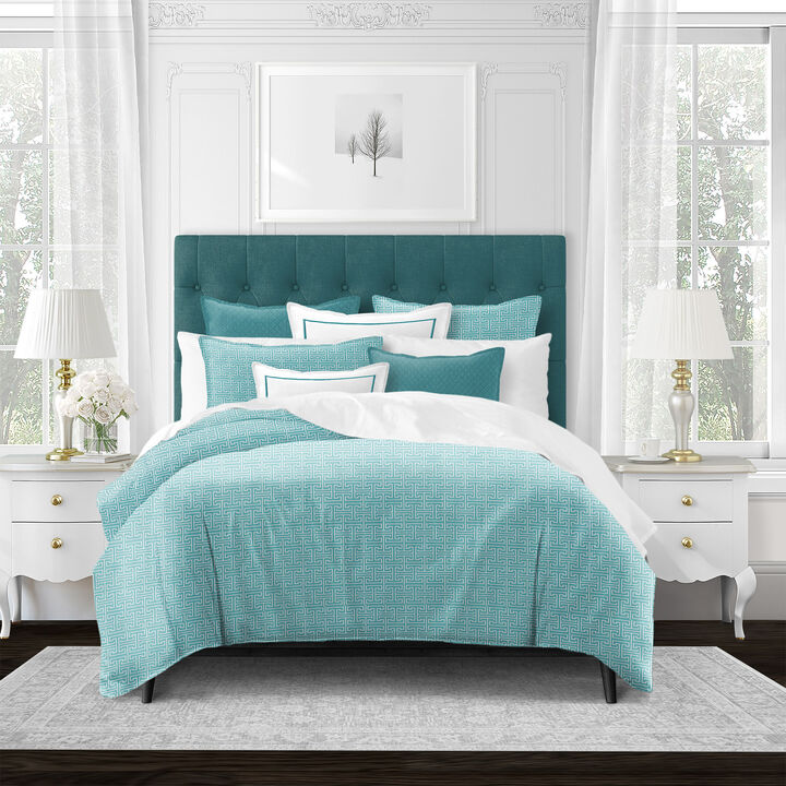 6ix Tailors Fine Linens Bishop Turquoise Coverlet Set