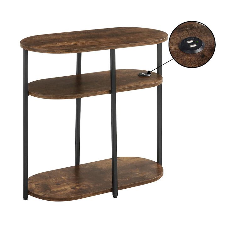 Convenience Concepts Designs2Go Simon 3 Tier Oval Chairside End Table with USB Ports