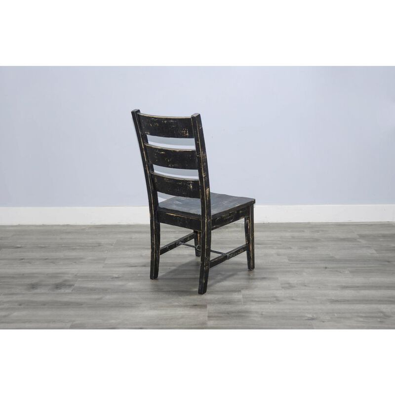 Sunny Designs Black Sand Ladderback Chair with Turnbuckle, Wood Seat