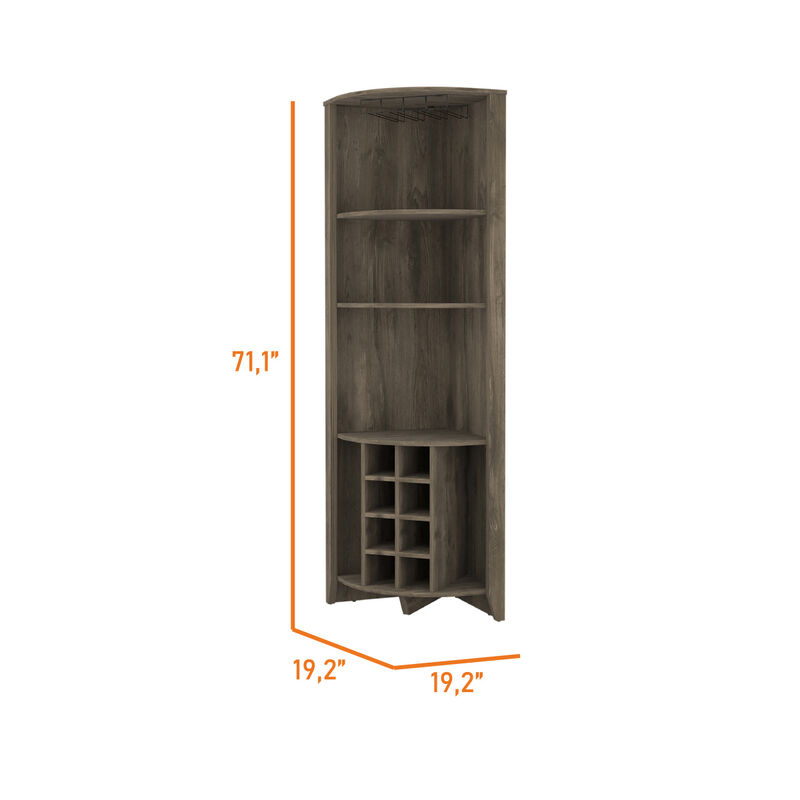 Morgana 8-Bottle 5-Shelf Corner Bar Cabinet Dark Brown