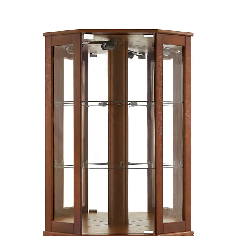 6-Shelf Curio Cabinet with Built-in Lights, Mirrors, and Adjustable Shelves