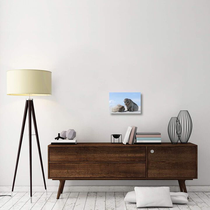 Galapagos Sea Lion female and pup, Galapagos Islands, Ecuador-Canvas Art-18x12