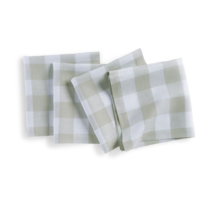 Solino Home 100% Pure Linen Buffalo Check Dinner Napkins 20 x 20 Inch Set of 4