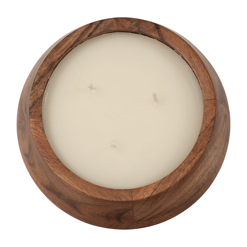 6" 11 Oz Vanilla Wood Bowl Candle