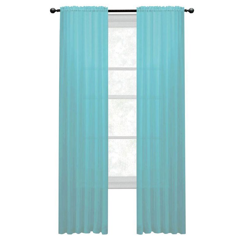J&V TEXTILES Solid Sheer Window Curtain Panels- Set of 4