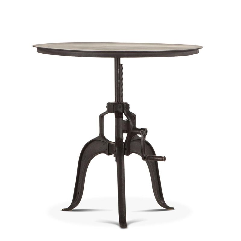 Belen Kox 30-Inch Adjustable Crank Iron Side Table with Matte Black Finish, Belen Kox