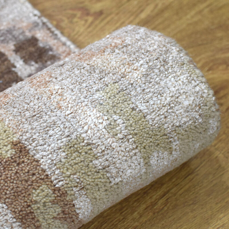 Rugsotic Carpets Hand Knotted Bamboo Silk & Wool 6'x9' Area Rug Abstract Beige NWS120