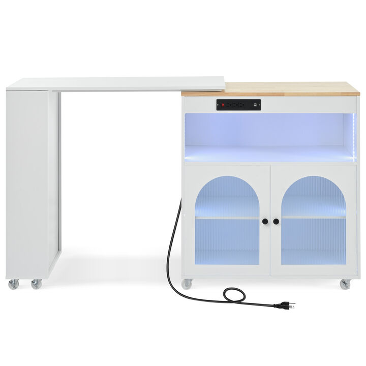 Merax European Rolling Kitchen Island With Extended Table