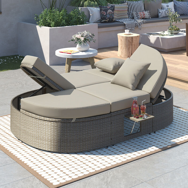 Merax  2-Person Daybed with Cushions and Pillows Outdoor Sun Bed Patio