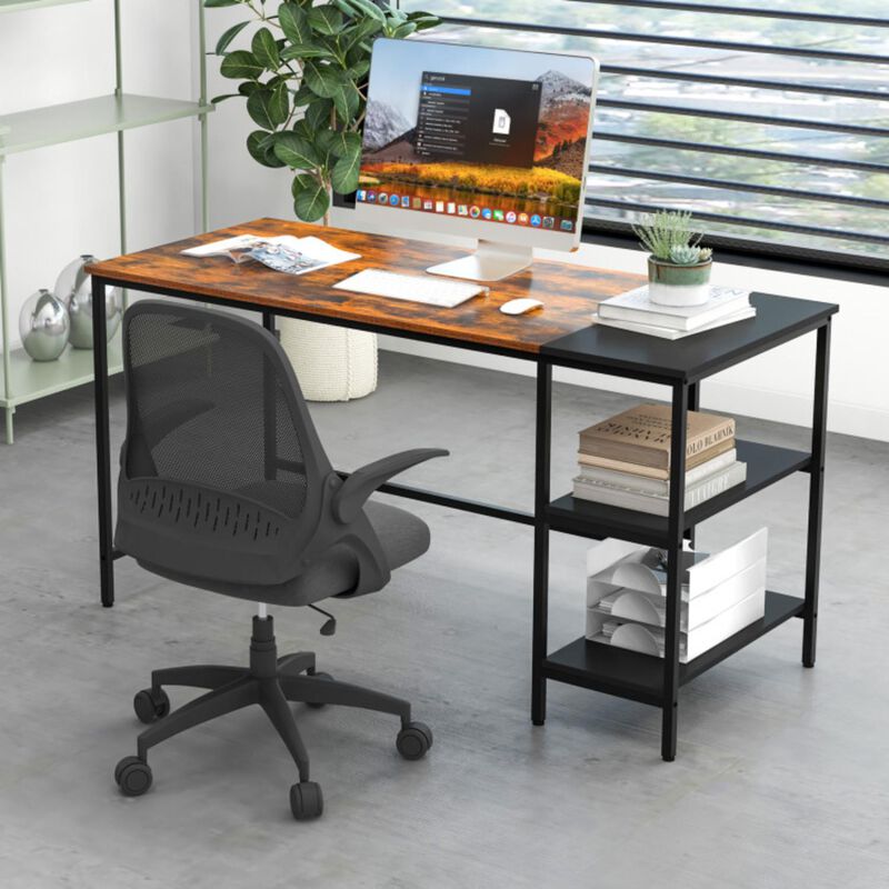 Hivvago 55" Modern Industrial Style Study Writing Desk with 2 Storage Shelves