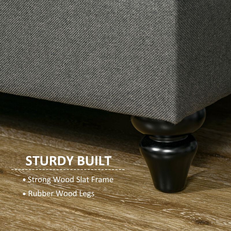Slate Gray Seating: Versatile Loveseat with Wooden Legs