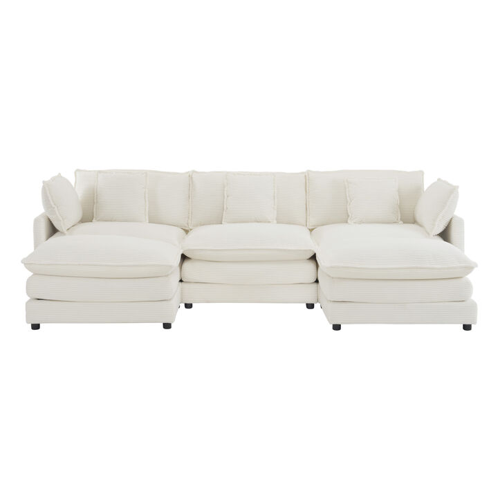 Merax Modern Upholstered Corduroy Sectional Sofa