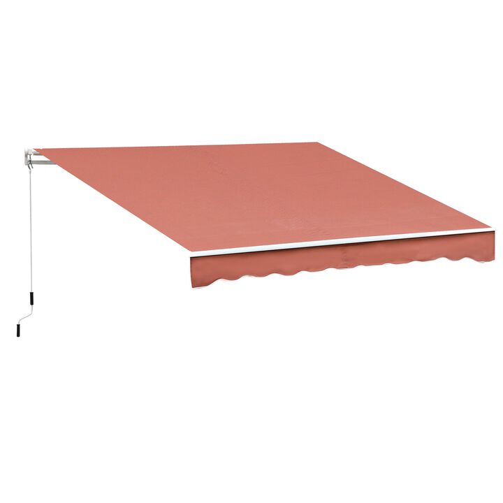 Coffee Brown Patio Cover: 13'x8' Durable Manual Retractable Sun Shade