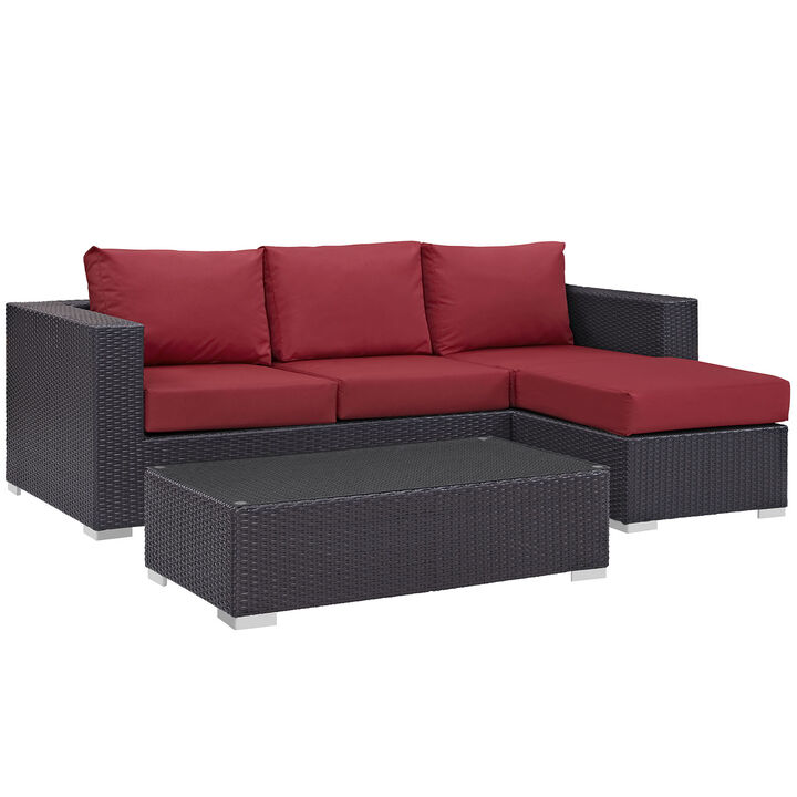 Modway - Convene 3 Piece Outdoor Patio Sofa Set
