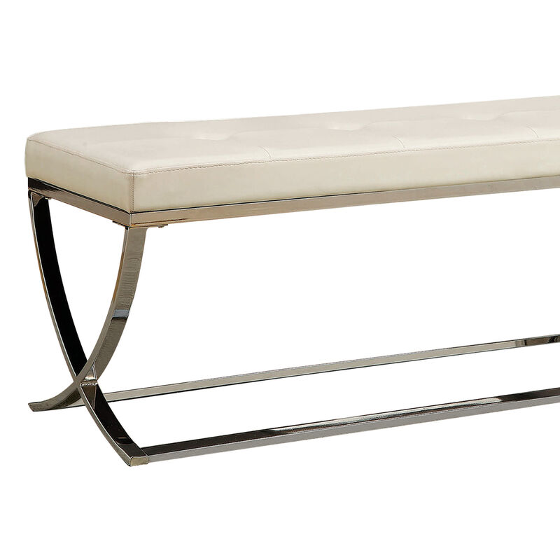 Modernly Charming Bench, White-Benzara