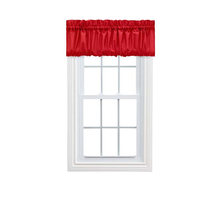 Ellis Stacey 1.5" Rod Pocket High Quality Fabric Solid Color Window Balloon Valance 60"x15" Red