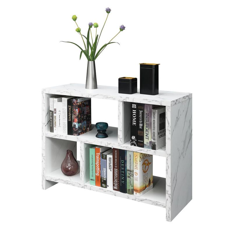Convenience Concepts Northfield Console 3 Tier Bookcase, White Faux Marble