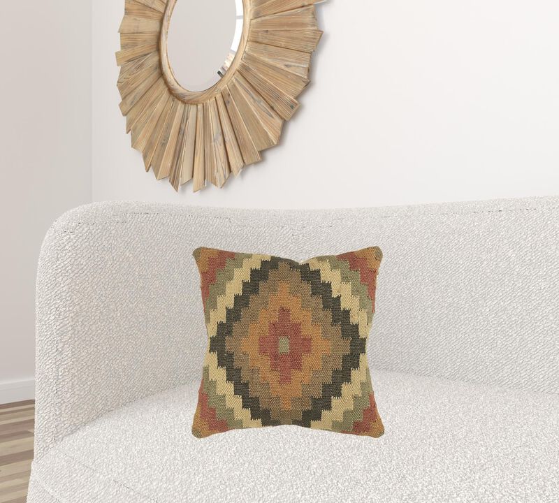 Hivvago Brown Beige Kilim Down Filled Throw Pillow
