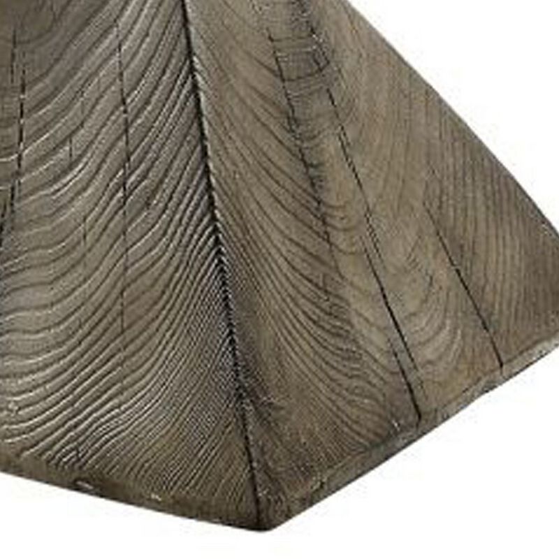17 Inch Accent Table, Heavy-Duty Durability Cement, Weathered Oak Brown - Benzara