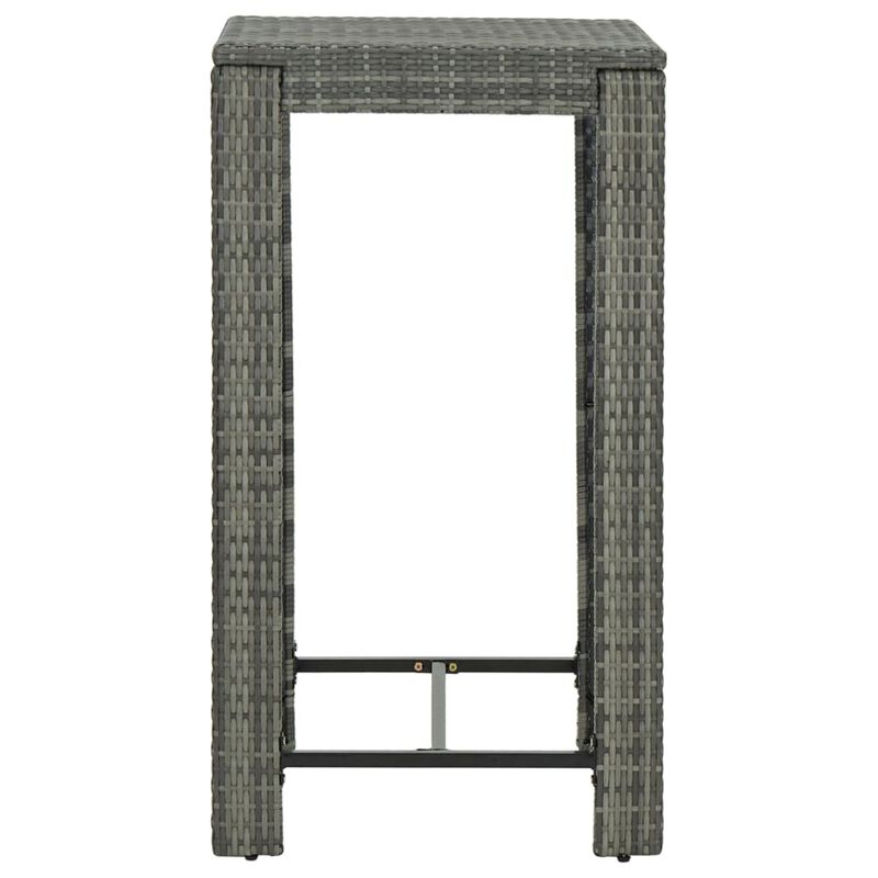 vidaXL Garden Bar Table Gray 23.8"x23.8"x43.5" Poly Rattan