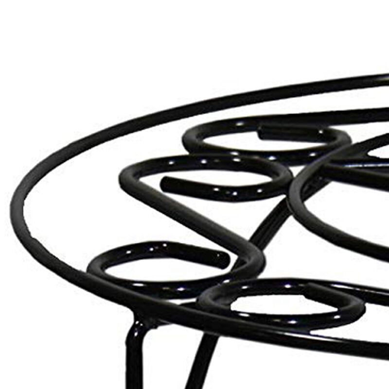 Swirl Mosaic Iron Frame Plant Stand, Glossy Black-Benzara