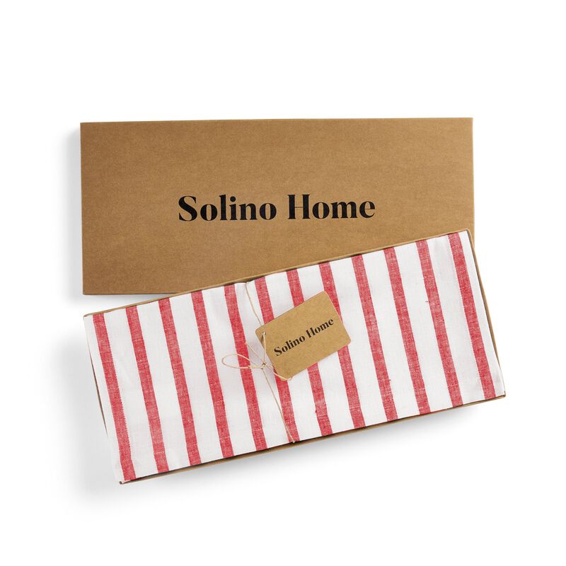 Solino Home 100% Pure Linen Table Runner | Madison Stripe
