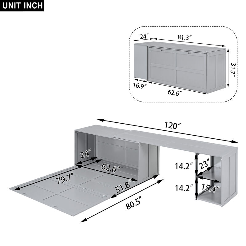 Merax Murphy Bed Cabinet with Storage