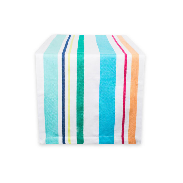 72" Aqua Blue and Pink Striped Rectangular Table Runner