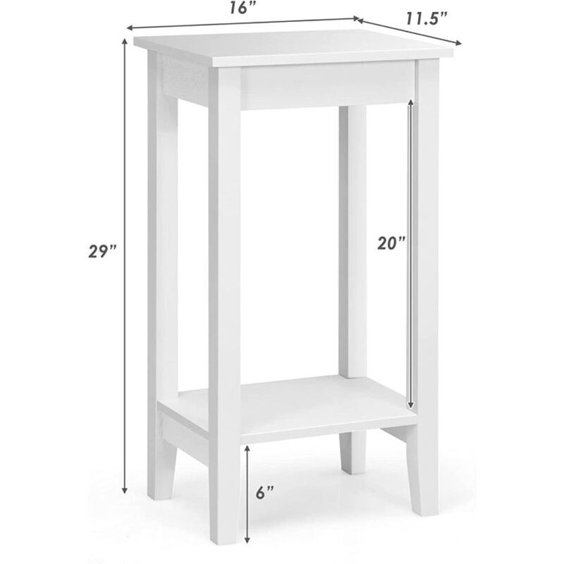 Hivvago Set of 2 Versatile 2-Tier End Table with Storage Shelf